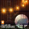 48FT Solar Outdoor String Lights With 15 Bulbs S14 Waterproof LED Patio Lights With 4 Lighting Modes For Garden;  Party