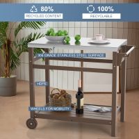 Outdoor Prep Cart Dining Table for Pizza Oven, Patio Grilling Backyard BBQ Grill Cart