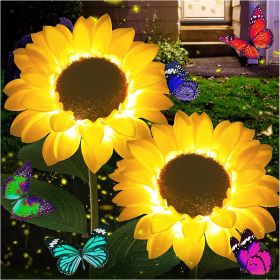 2 Pack Sunflower Solar Garden Lights Outdoor Waterproof Solar Powered Garden Stake Lights For Garden Patio