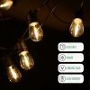 48FT Solar Outdoor String Lights With 15 Bulbs S14 Waterproof LED Patio Lights With 4 Lighting Modes For Garden;  Party