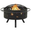 Fire Pit with Poker 29.9"XXL Steel