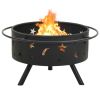 Fire Pit with Poker 29.9"XXL Steel